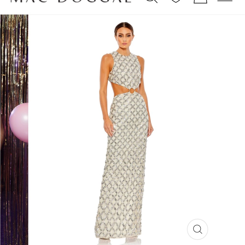 Mac Duggal EMBELLISHED HIGH NECK CUT OUT GOWN